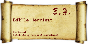 Bőle Henriett névjegykártya